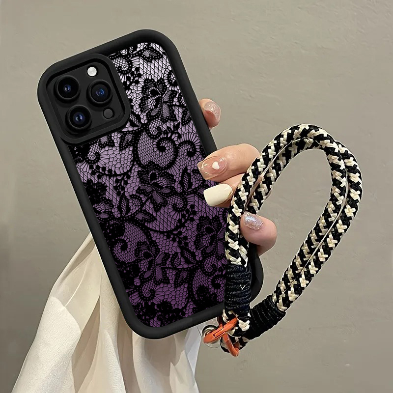 Phone Cases With Loop - Custodia per telefono nera viola in