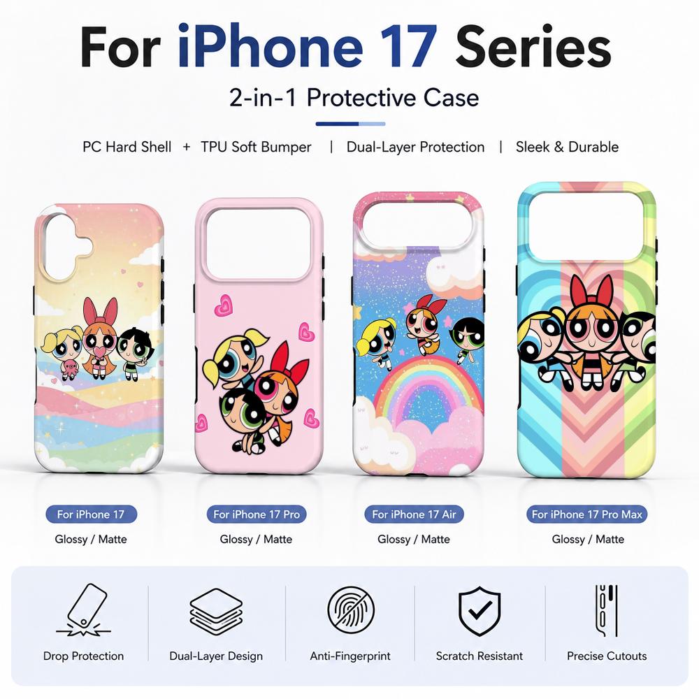 Phone Cases Cool Girl - Custodia per telefono Anime P-Powerpuff Girls